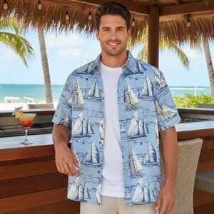 CLEARWATER RESORT COLLECTION MEN'S CLASSIC SAILBOAT SHIRT TRADITIONAL TAILORING
